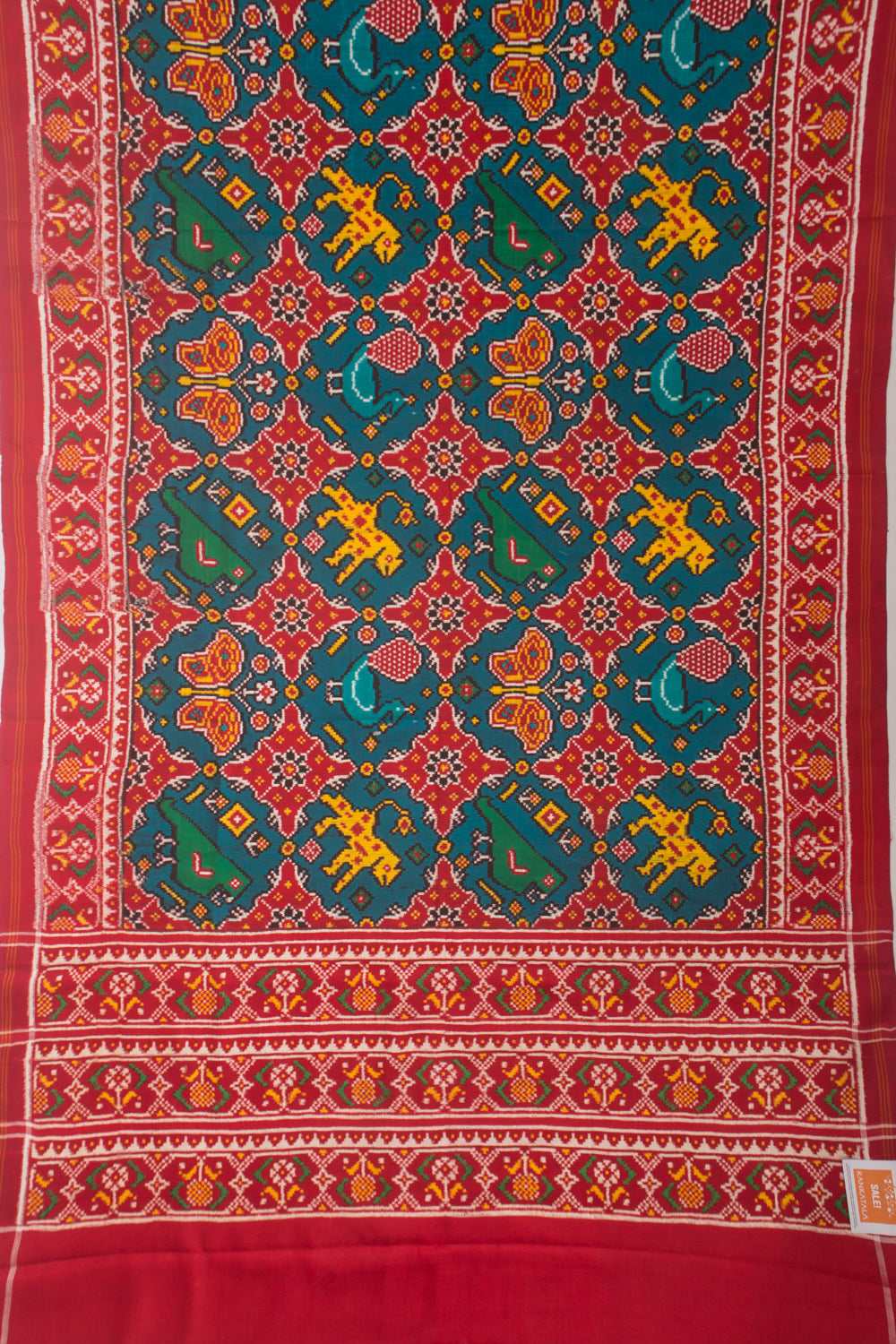 Patan Patola Silk Double Ikat Sea Blue Saree