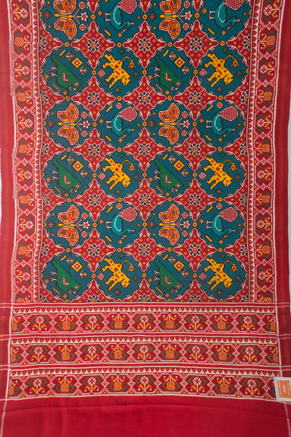 Patan Patola Silk Double Ikat Sea Blue Saree