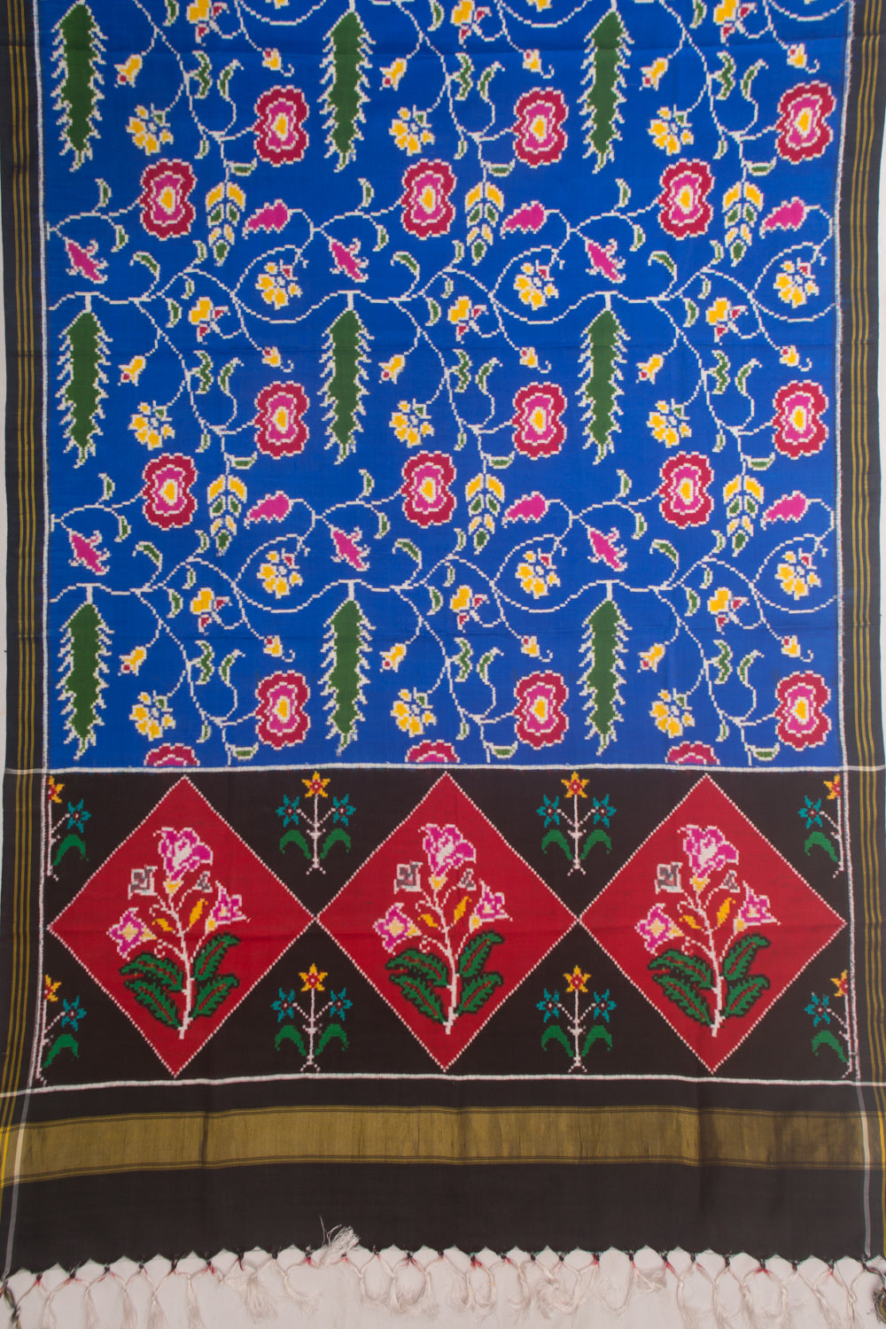 Patan Patola Silk Double Ikat Blue Saree