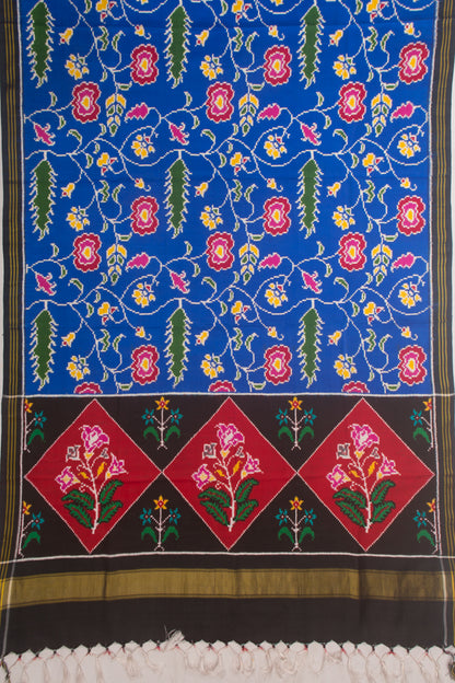 Patan Patola Silk Double Ikat Blue Saree