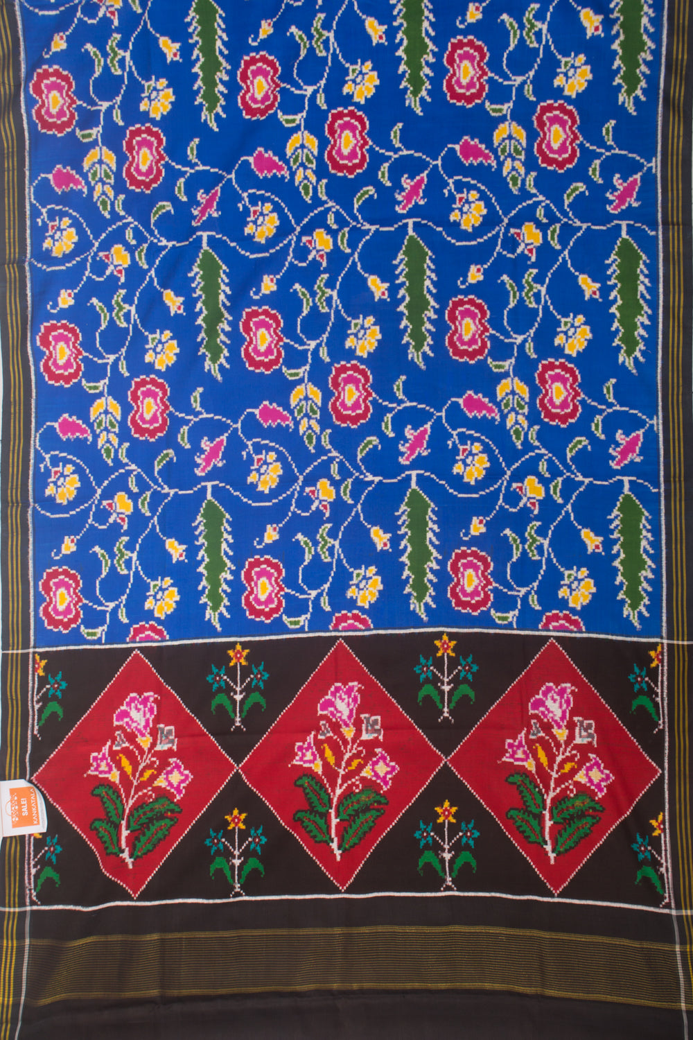 Patan Patola Silk Double Ikat Blue Saree