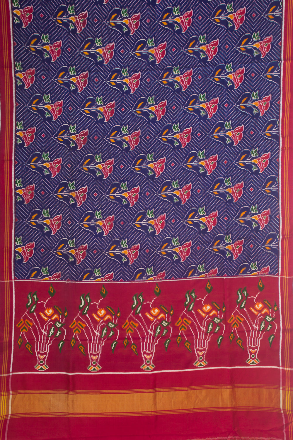 Patan Patola Silk Double Ikat Blue Saree