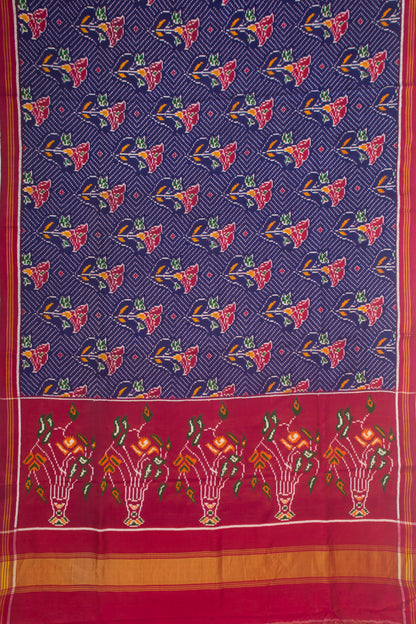 Patan Patola Silk Double Ikat Blue Saree