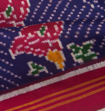 Patan Patola Silk Double Ikat Blue Saree