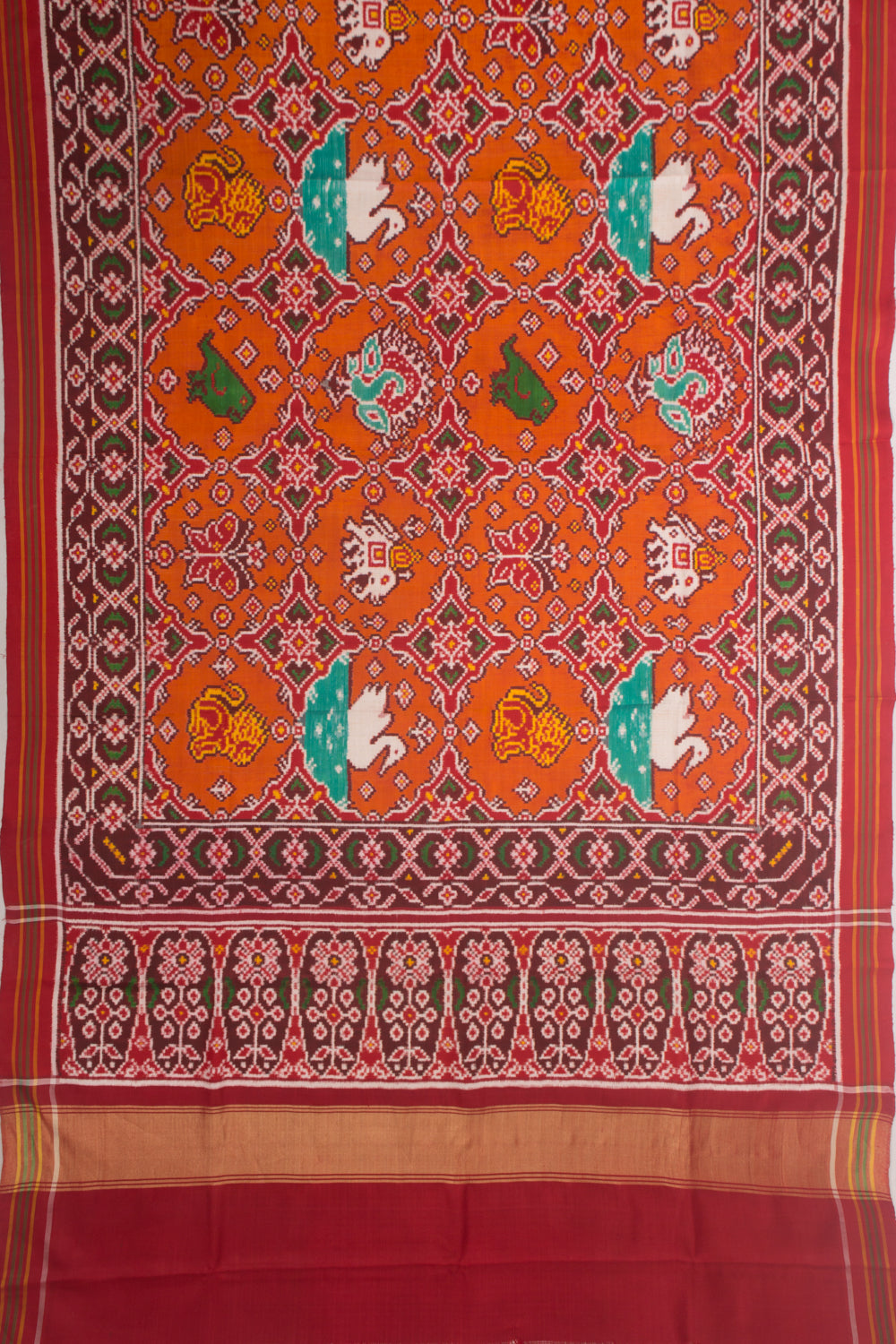 Patan Patola Silk Double Ikat Orange Saree