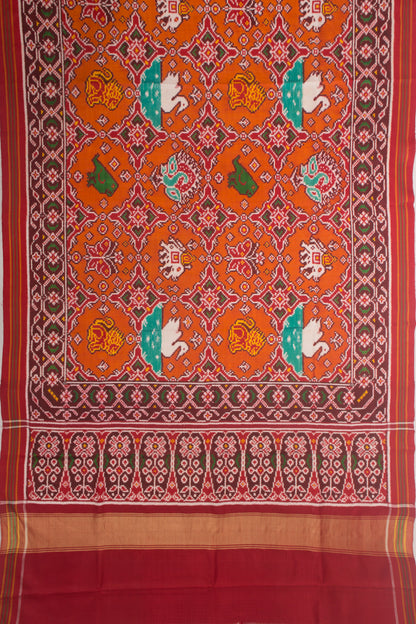 Patan Patola Silk Double Ikat Orange Saree