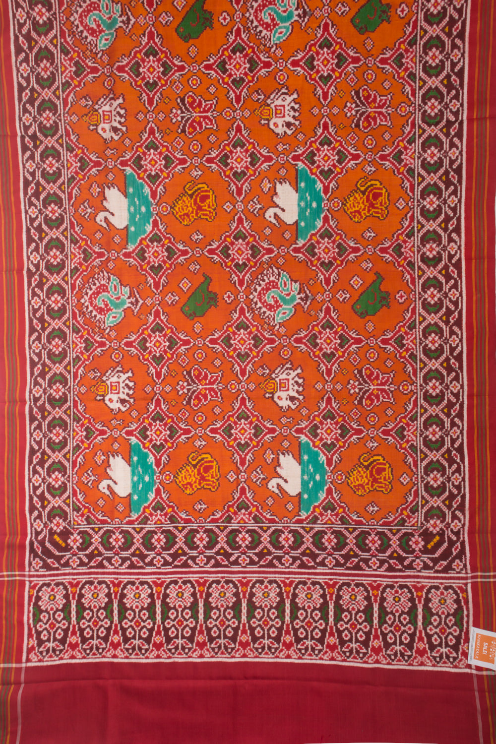 Patan Patola Silk Double Ikat Orange Saree