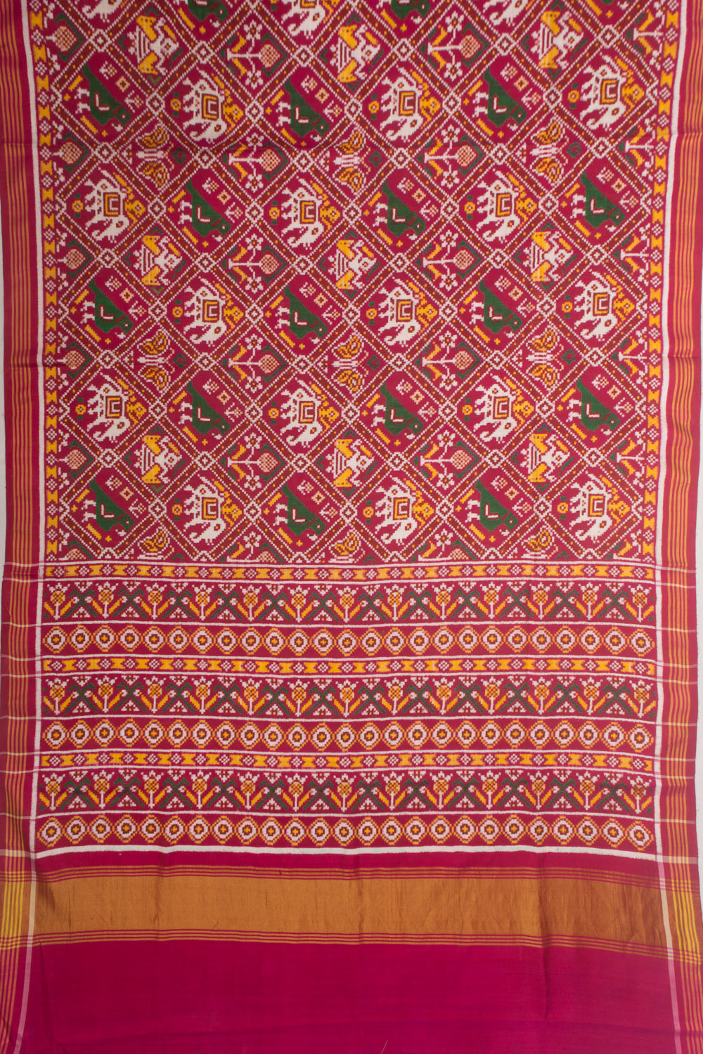 Patan Patola 5 Figure Silk Double Ikat Pink Saree