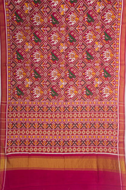 Patan Patola 5 Figure Silk Double Ikat Pink Saree