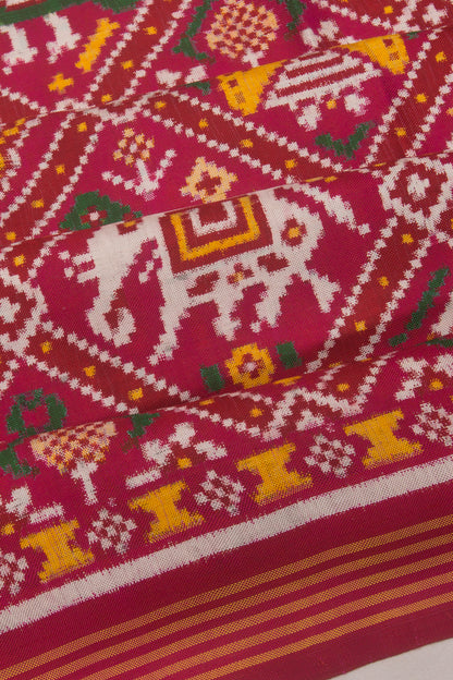Patan Patola 5 Figure Silk Double Ikat Pink Saree