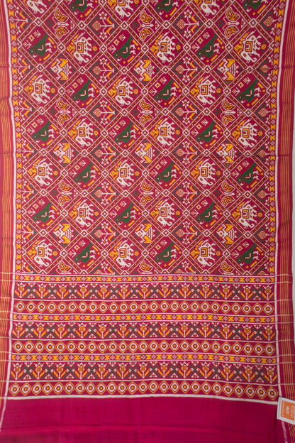 Patan Patola 5 Figure Silk Double Ikat Pink Saree