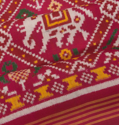 Patan Patola 5 Figure Silk Double Ikat Pink Saree