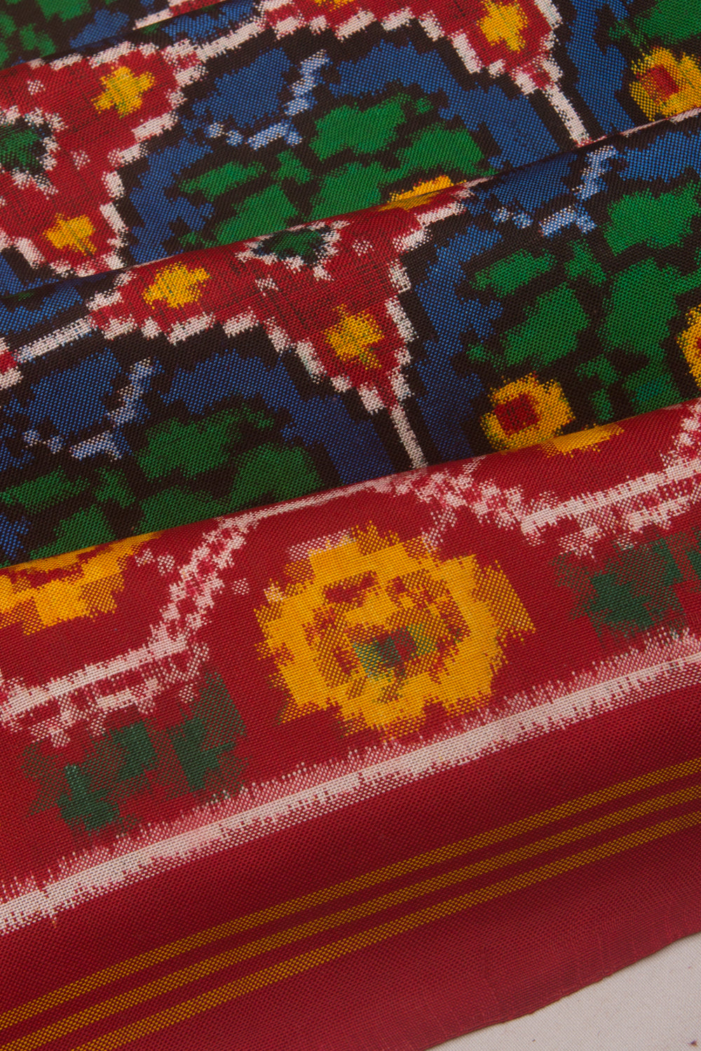Patan Patola Silk Double Ikat Blue Saree
