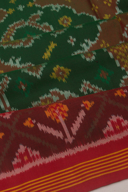 Rajkot Patola Silk Ikat Green Saree