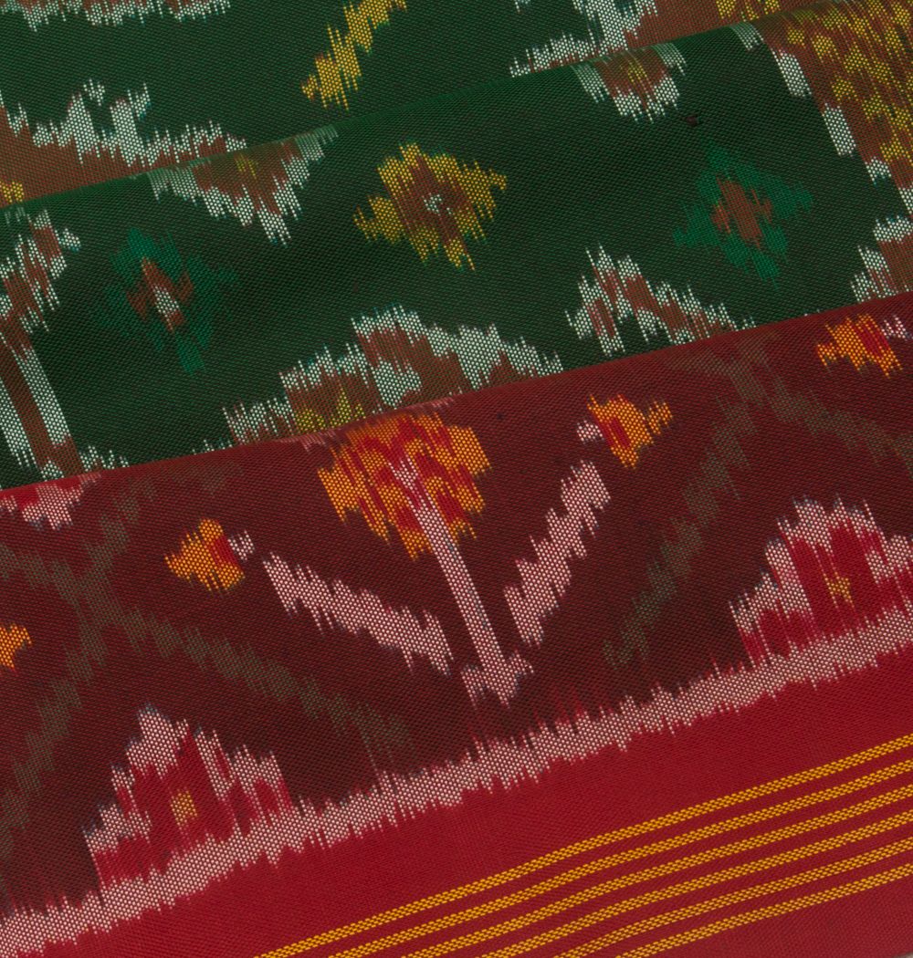 Rajkot Patola Silk Ikat Green Saree