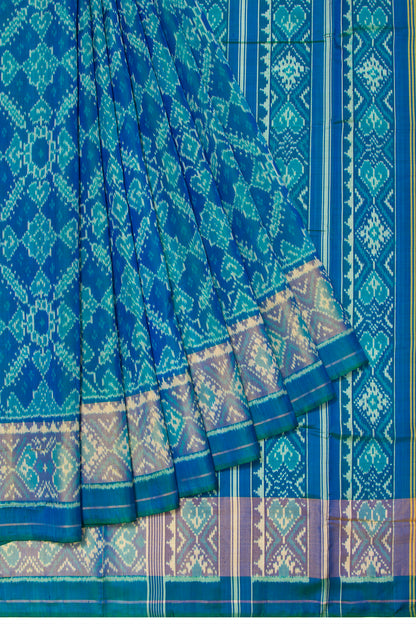 Pochampally Silk Ikat Blue Saree