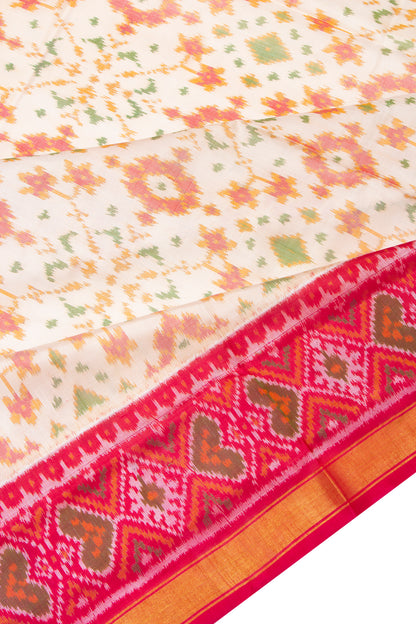 Pochampally Silk Ikat White Saree