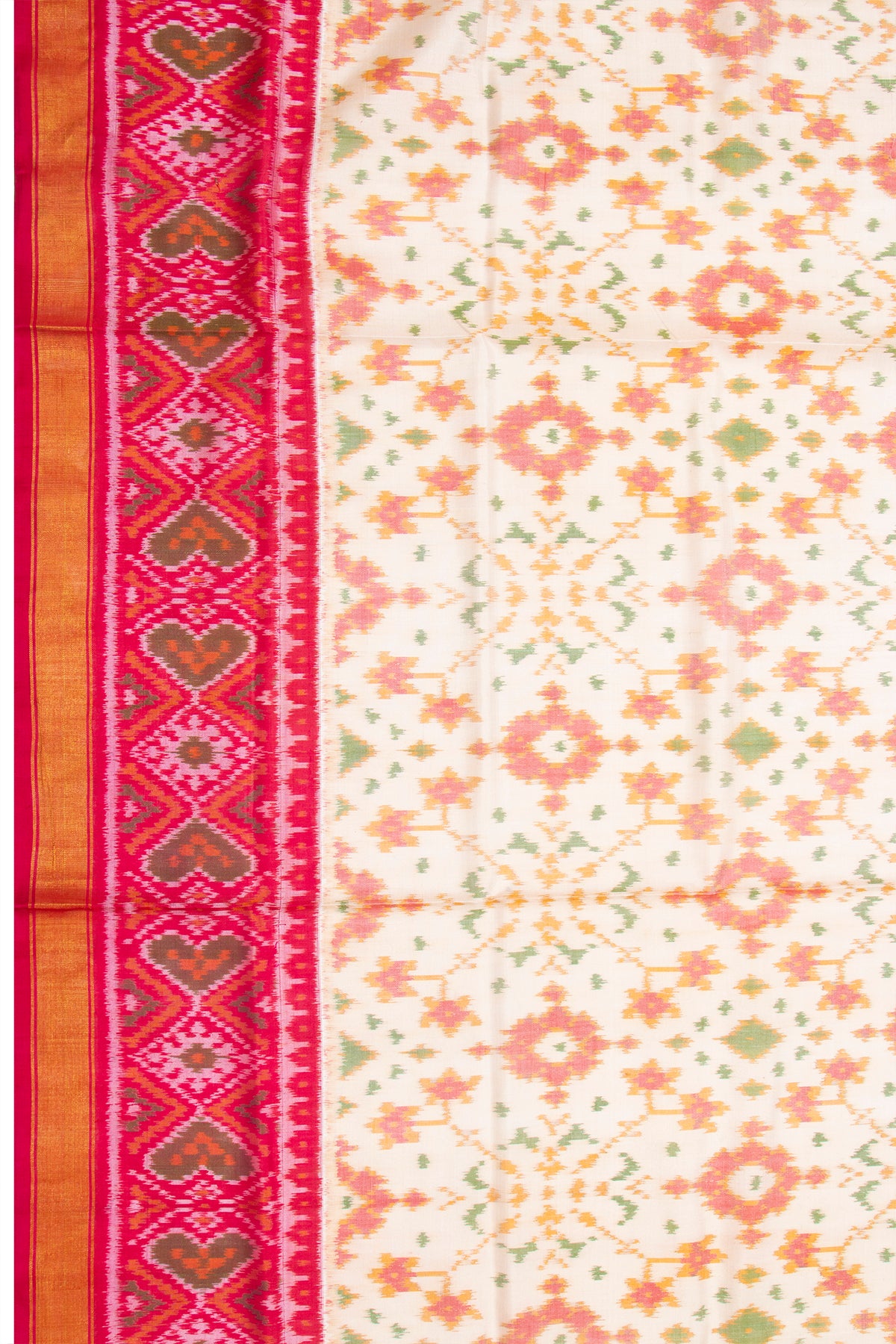 Pochampally Silk Ikat White Saree