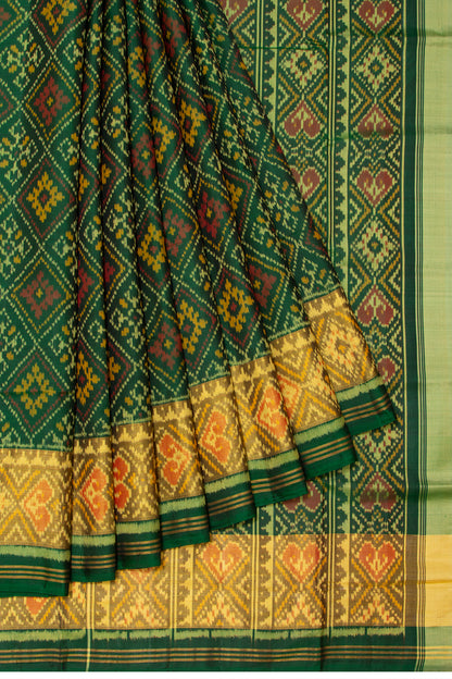 Pochampally Silk Ikat Green Saree