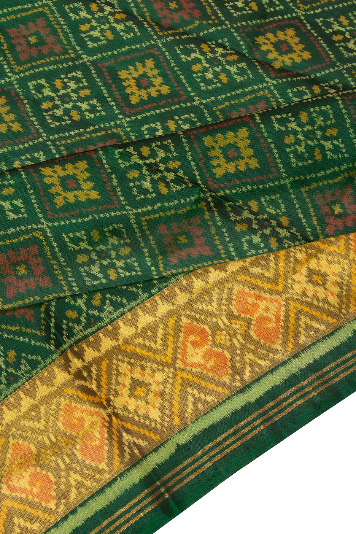 Pochampally Silk Ikat Green Saree