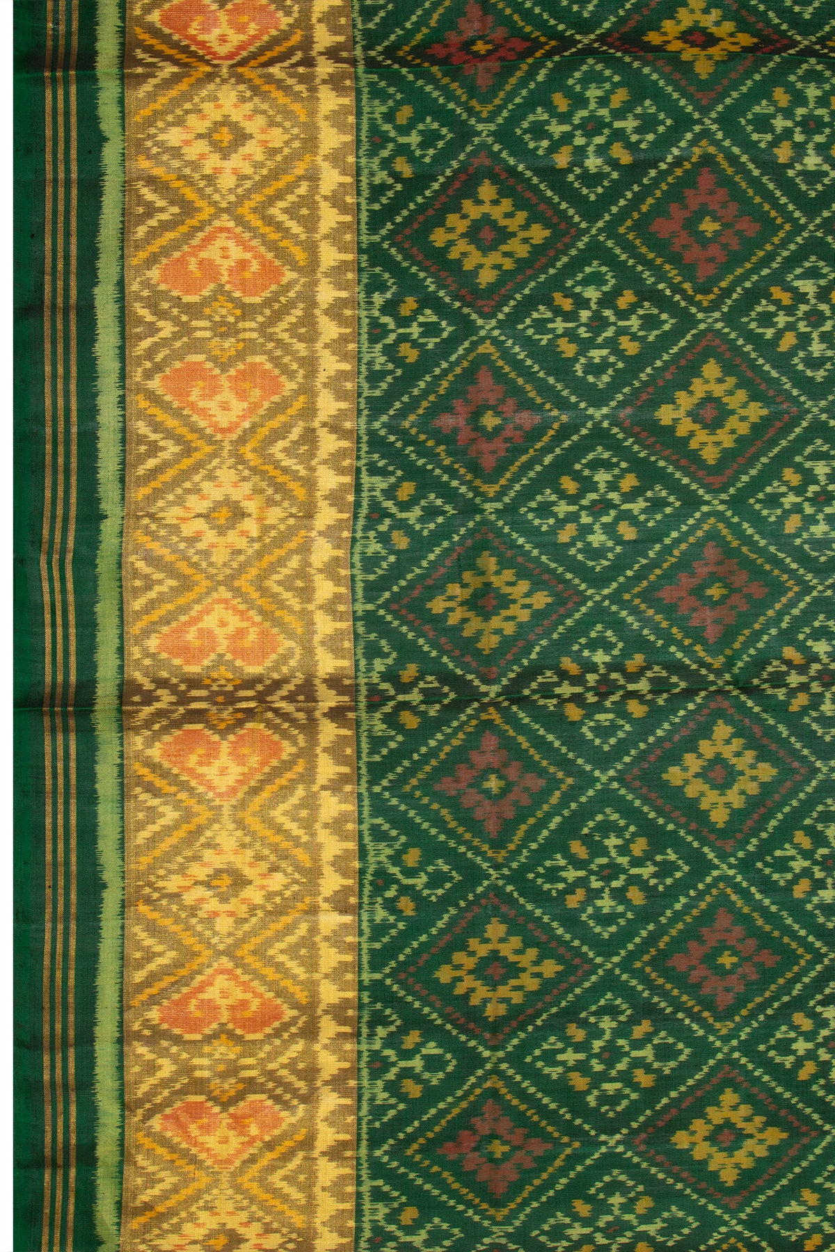 Pochampally Silk Ikat Green Saree