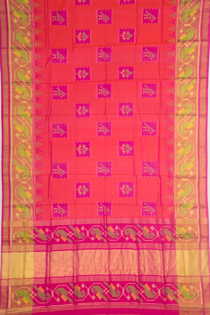 Rajkot Patola Silk Ikat Pink Saree