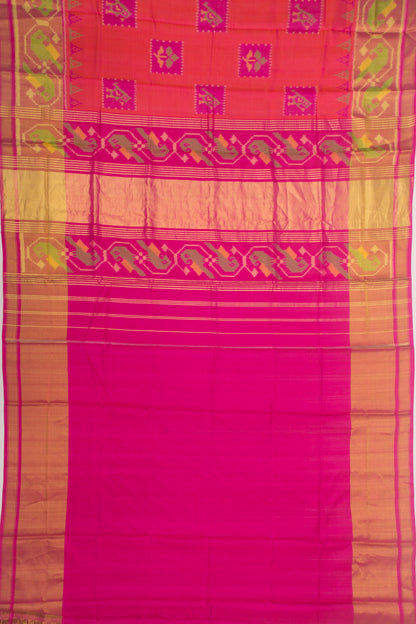 Rajkot Patola Silk Ikat Pink Saree