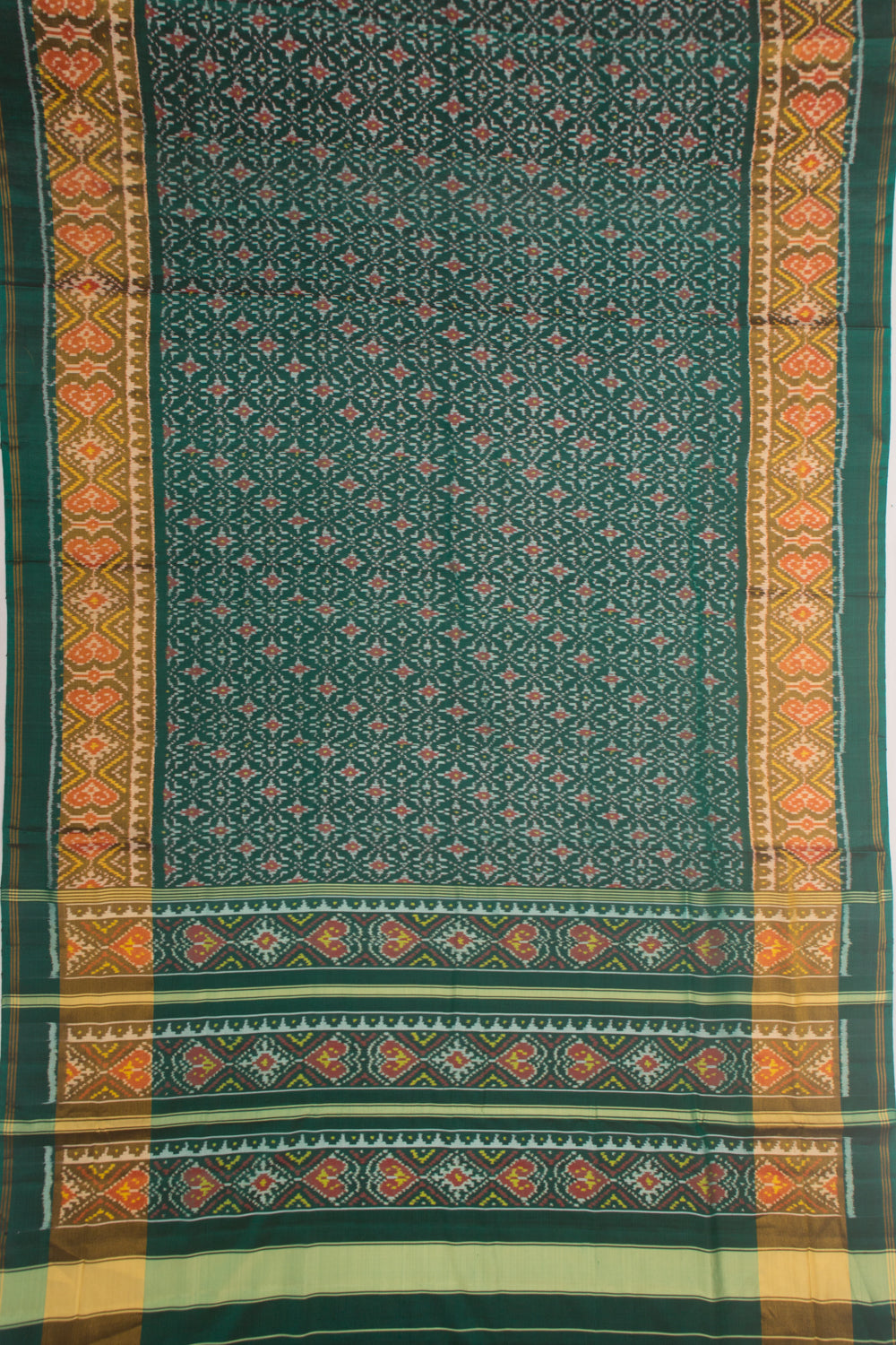 Rajkot Patola Silk Ikat Bottle Green Saree