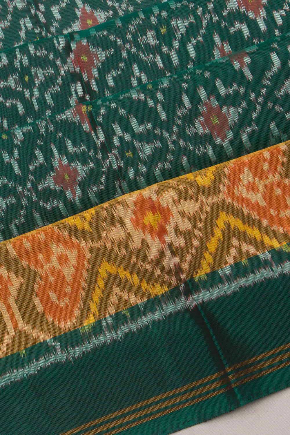 Rajkot Patola Silk Ikat Bottle Green Saree
