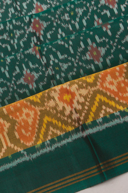 Rajkot Patola Silk Ikat Bottle Green Saree