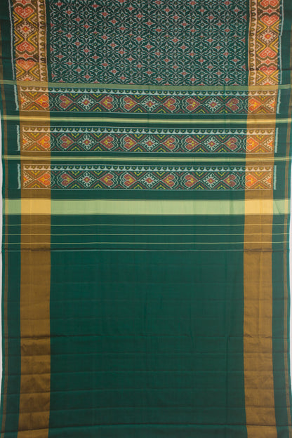 Rajkot Patola Silk Ikat Bottle Green Saree