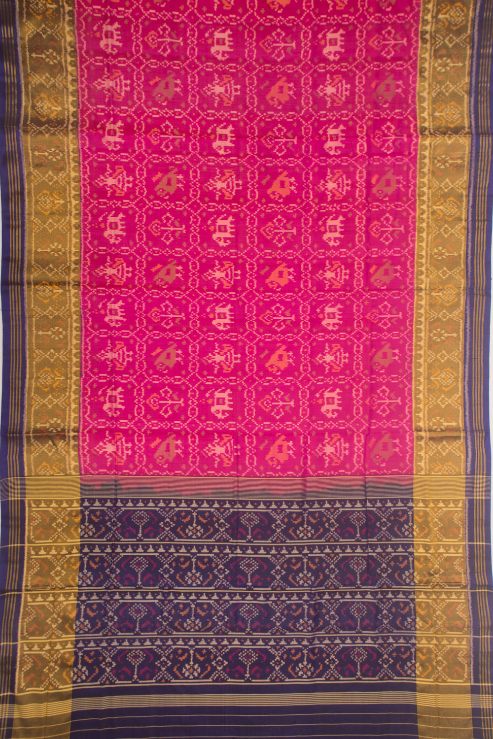 Rajkoa Patola Silk Ikat Pink Saree
