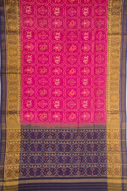 Rajkoa Patola Silk Ikat Pink Saree