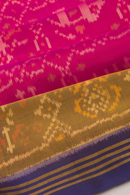 Rajkoa Patola Silk Ikat Pink Saree