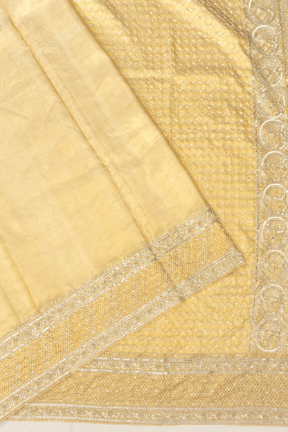 Kanchipuram Silk Gold Tissue Plain Saree With Zardosi Work