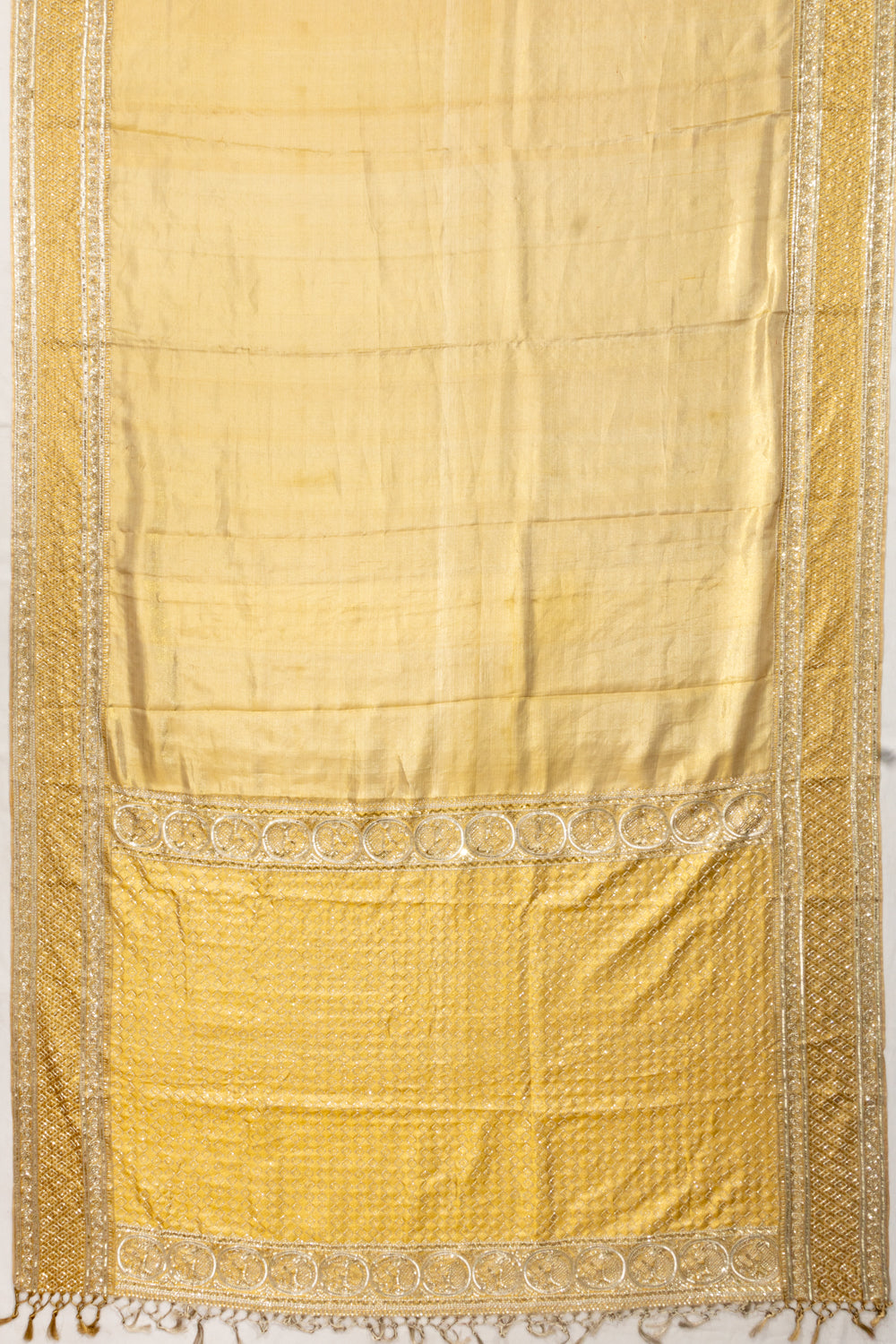 Kanchipuram Silk Gold Tissue Plain Saree With Zardosi Work