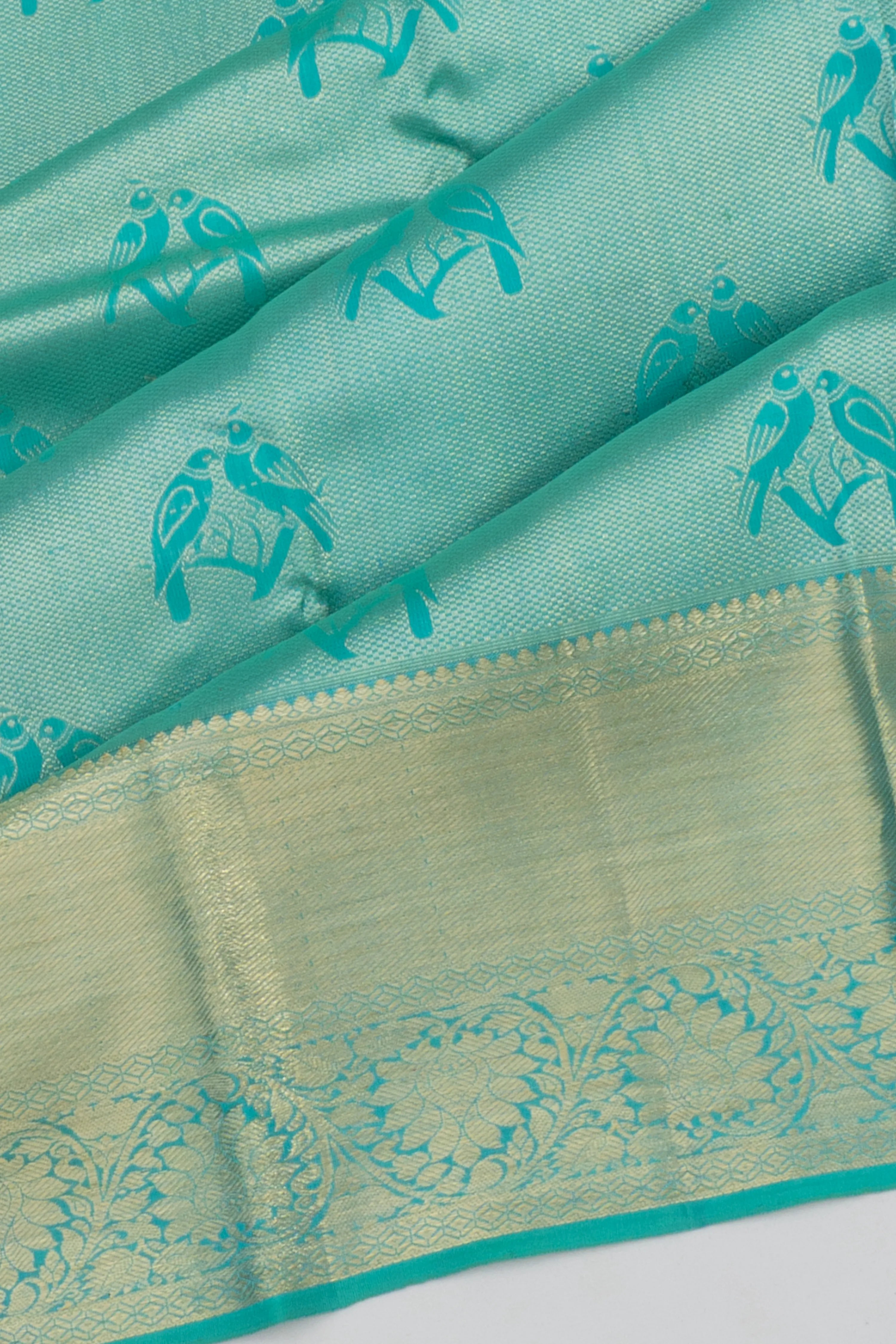 Kanchipuram Silk Tissue Butta Sky Blue Sare