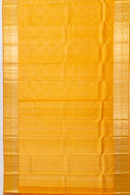 Kanchipuram Silk Brocade Yellow Saree