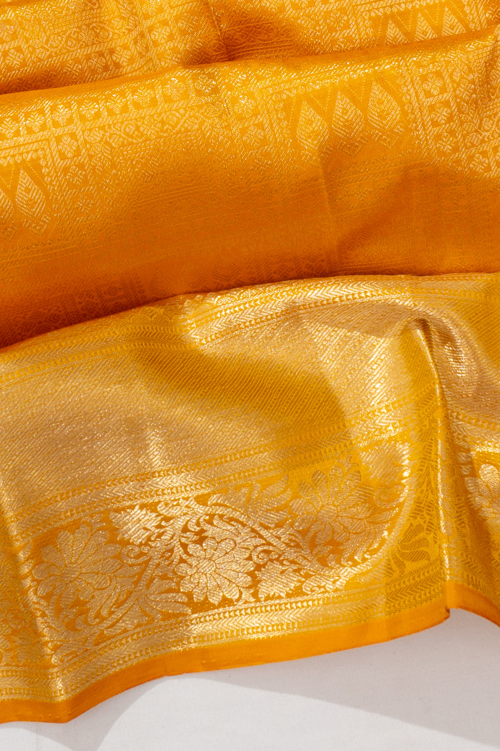 Kanchipuram Silk Brocade Yellow Saree