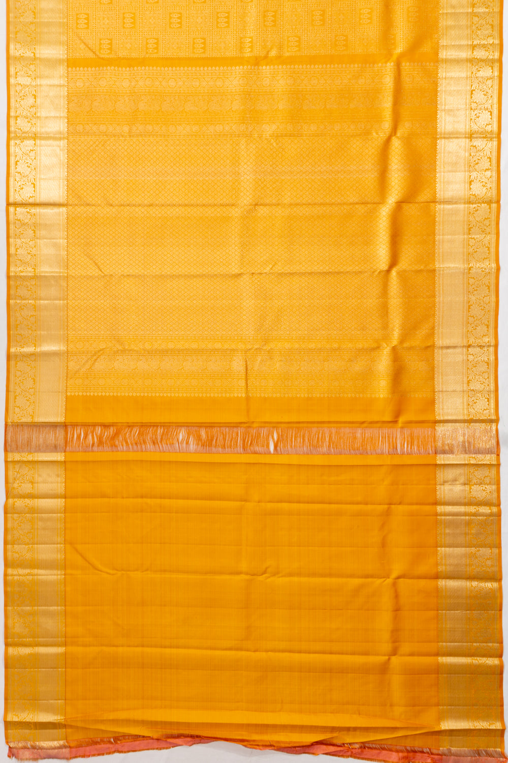 Kanchipuram Silk Brocade Yellow Saree