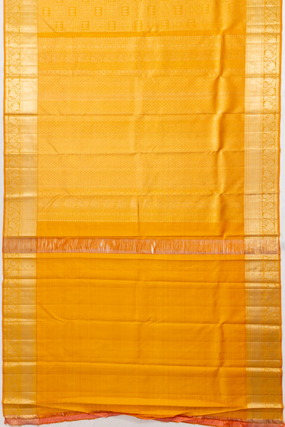 Kanchipuram Silk Brocade Yellow Saree