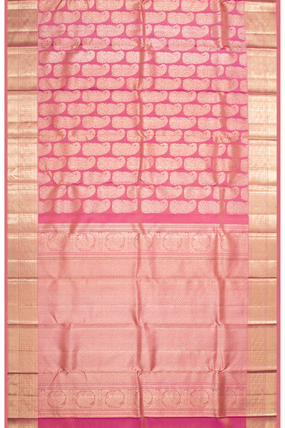 Kanchipuram Silk Antique Zari Brocade Pink Saree