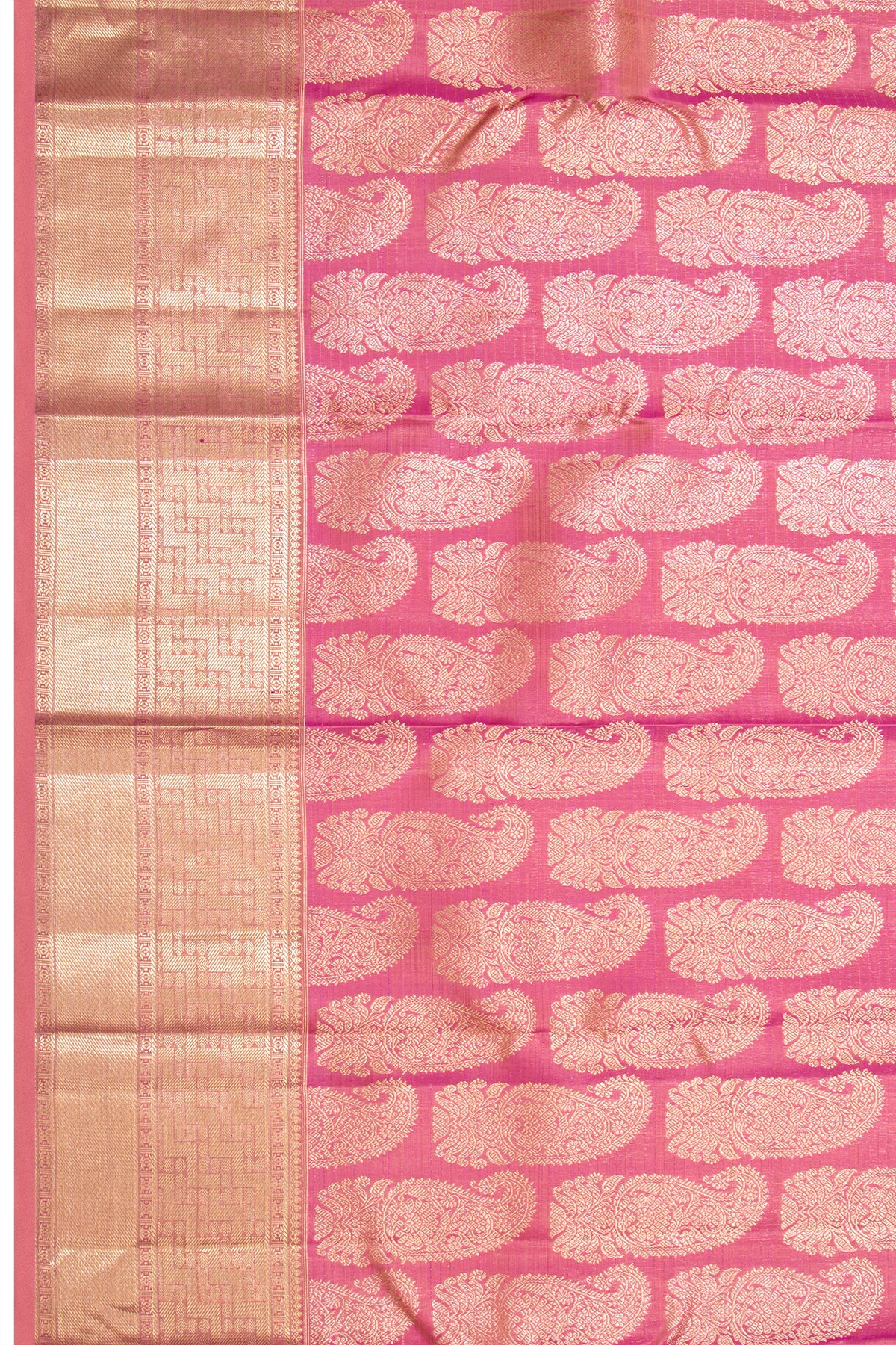 Kanchipuram Silk Antique Zari Brocade Pink Saree