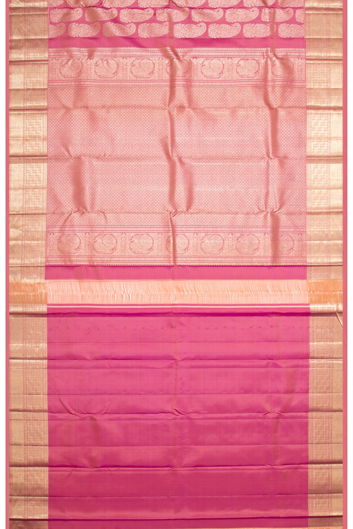 Kanchipuram Silk Antique Zari Brocade Pink Saree