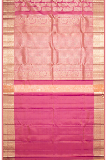 Kanchipuram Silk Antique Zari Brocade Pink Saree