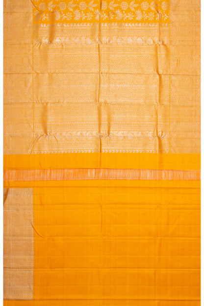 Kanchipuram Silk Antique Zari Jaal Yellow Saree