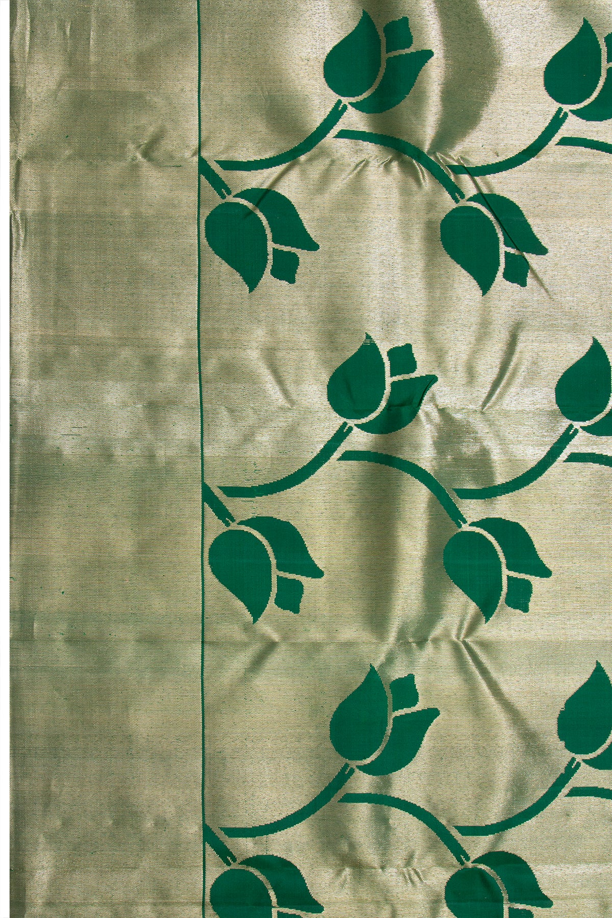 Kanchipuram Silk Tissue Jaal Dark Green Saree