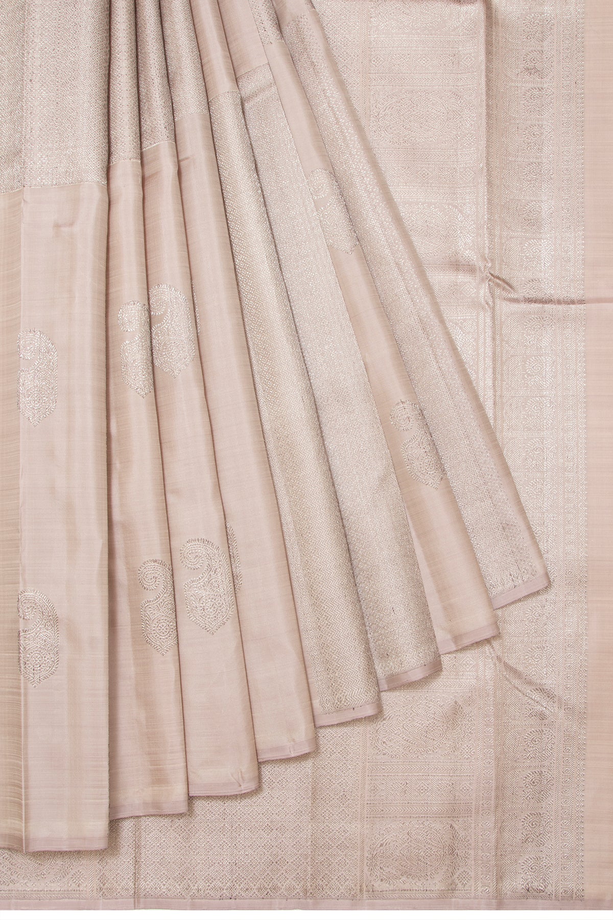 Kanchipuram Silk Antique Zari Brocade Peach Saree