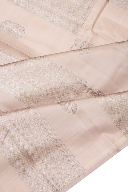 Kanchipuram Silk Antique Zari Brocade Peach Saree