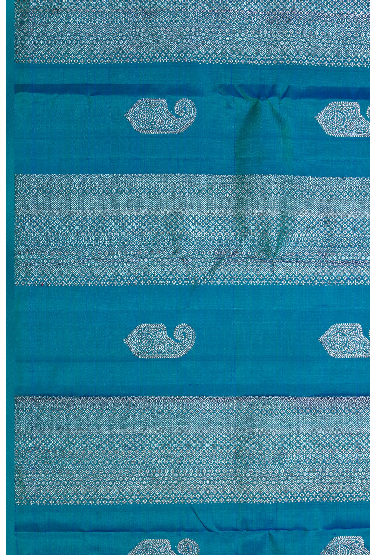 Kanchipuram Silk Antique Zari Brocade Teal Blue Saree